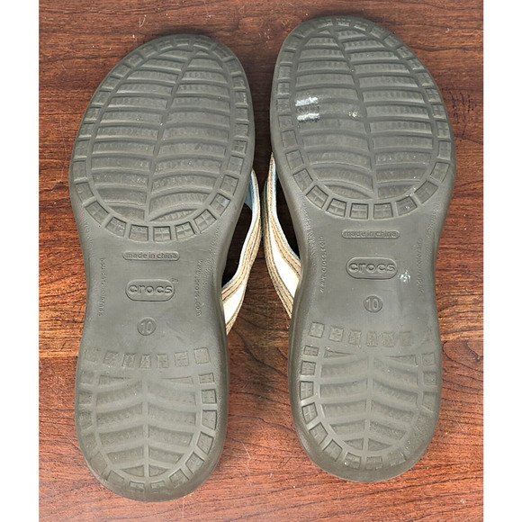 Crocs Sandals Womens Sz 10 Flip Flop Thong Brown Suede Toe Post Slip On Comfort - Picture 8 of 9